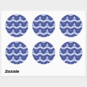 Sticker Rond Sailboats On Striped Sea Pattern (Feuille)