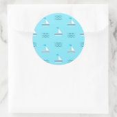 Sticker Rond Sailboats on the Blue Sea Pattern (Sac)