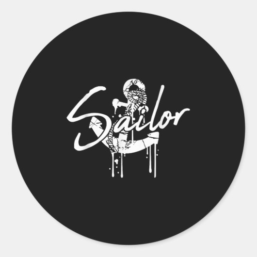 Sticker Rond Sailing Logo Symbol Square Sailboat Ship Captain C (Devant)