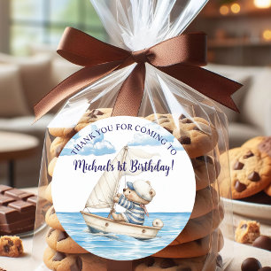 Sticker Rond Sailor Teddy Bear fête d'anniversaire