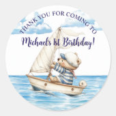 Sticker Rond Sailor Teddy Bear fête d'anniversaire (Devant)