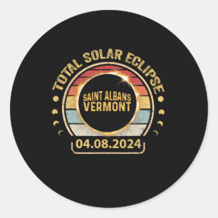 Sticker Rond Saint Albans Total Solar Eclipse 2024 Avril 04.08.