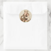 Sticker Rond Saint Antoine de Padoue avec Baby Jesus Vintage (Sac)