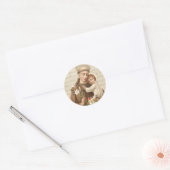 Sticker Rond Saint Antoine de Padoue avec Baby Jesus Vintage (Enveloppe)