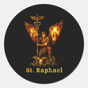 Sticker Rond Saint Archange Raphaël Art Chrétien Foi