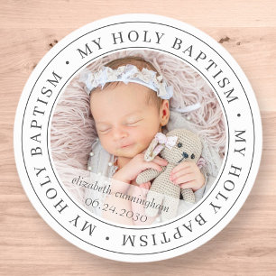 Sticker Rond Saint Baptême Cadre simple Photo personnalisée mod