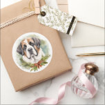 Sticker Rond Saint Bernard Christmas Wreath Festive Pup<br><div class="desc">Vous cherchez un cadeau de Noël parfait pour votre ami furry? Notre cadeau de Noël de chien est ce dont vous avez besoin! Avec un délicieux thème de Noël, c'est le cadeau idéal pour votre animal de compagnie bien-aimé. Que vous soyez une mère de chien, un père de chien ou...</div>