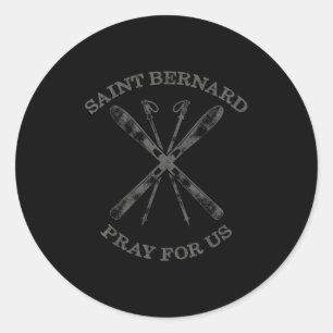Sticker Rond Saint Bernard De Montjoux Neige Ski Cadeaux Hiver