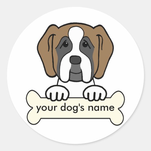 Sticker Rond Saint Bernard personnalisé (Devant)
