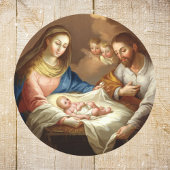 Sticker Rond Saint chrétien Nativité Manger Bethlehem