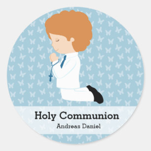 Sticker Rond Saint-Communion garçon * Choisissez votre couleur 