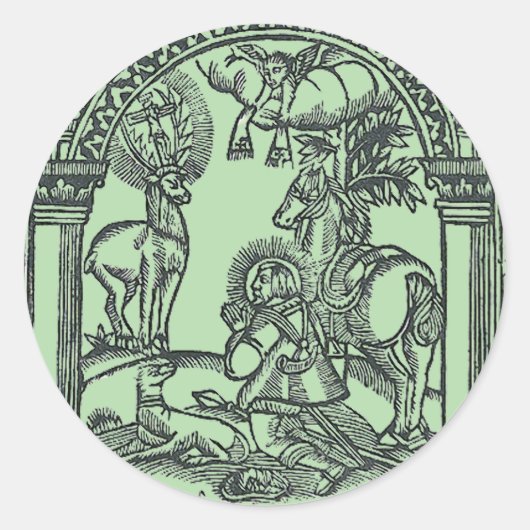 Sticker Rond Saint Eustache voit Jésus-Christ (Devant)