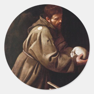 Sticker Rond Saint Francis dans la prière - Caravaggio