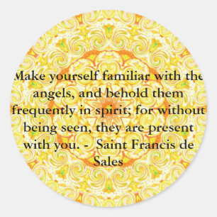 Sticker Rond Saint Francis de Sales QUOTE au sujet des anges