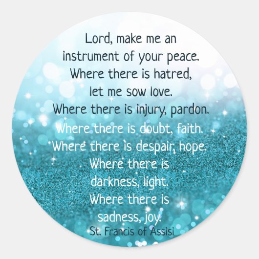 Sticker Rond Saint François d'Assise Prière Snowflake hiver (Devant)