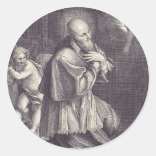 Sticker Rond Saint François de Sales Art en noir et blanc