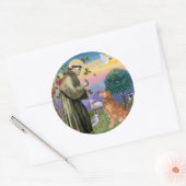 Sticker Rond Saint François - Golden Retriever (#1) (Enveloppe)