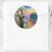 Sticker Rond Saint François - Golden Retriever (#1) (Sac)