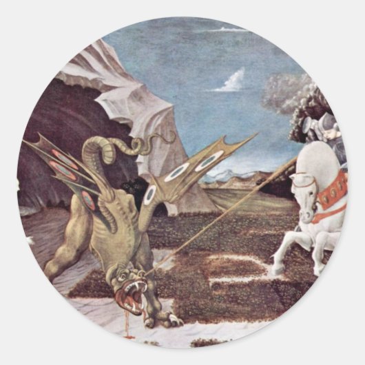 Sticker Rond Saint George Combattant Le Dragon Par Uccello Paol (Devant)