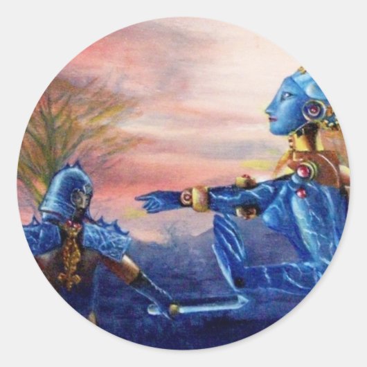 STICKER ROND SAINT GEORGE ET ALIEN DRAGON (Devant)