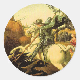 Sticker Rond "Saint George et le dragon" de Raphaël (vers 1505)
