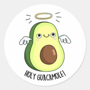 Sticker Rond Saint Guacamole Cute Goody Avocado Pun