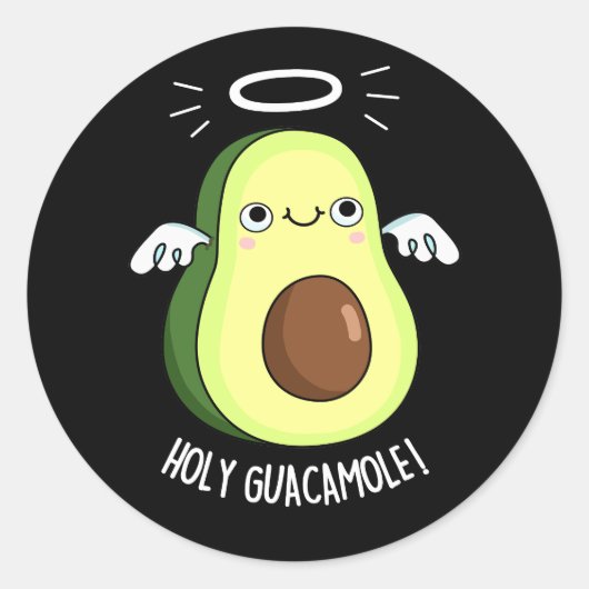 Sticker Rond Saint Guacamole Drôle Goody Avocado Pun Dark BG (Devant)