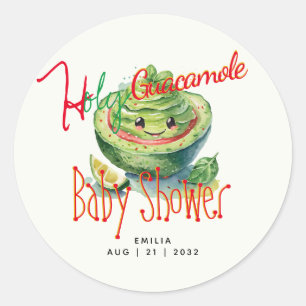 Sticker Rond Saint-Guacamole Fiesta Baby shower PERSONNALISÉ