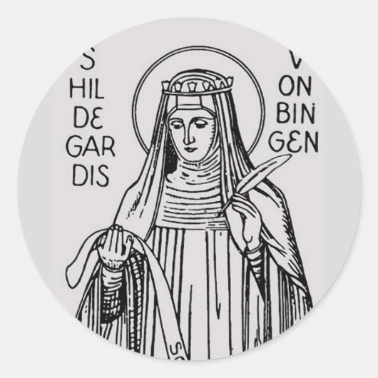 Sticker Rond Saint Hildegard de Bingen Abbess bénédictine (Devant)