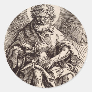 Sticker Rond Saint Jean le Baptiste tenant l'agneau