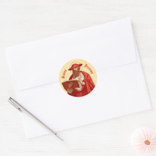 Sticker Rond Saint Jérôme comme cardinal avec livre (P 004)