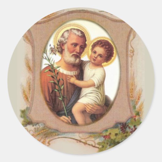 Sticker Rond Saint Joseph Bébé Jésus Lily traditionnelle (Devant)