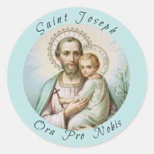 Sticker Rond Saint Joseph, Enfant Jésus, Personnel Lily, Croix