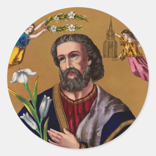 Sticker Rond Saint Joseph Guardian de la Sainte Famille (Devant)