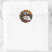 Sticker Rond Saint Joseph priez pour nous - vitraux (Sac)