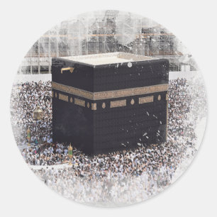 Sticker Rond Saint Kaaba, Masjid Al Haram, aquarelle