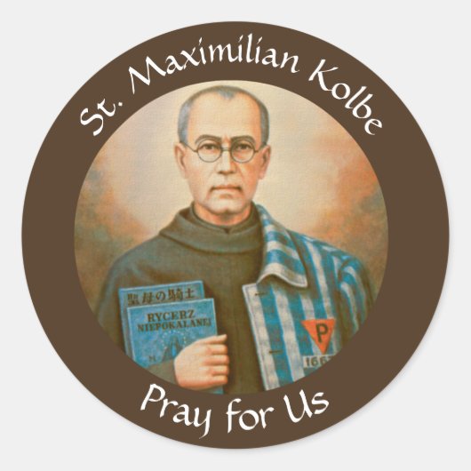 Sticker Rond Saint Maximilian Kolbe Fête Jour 14 août (Devant)