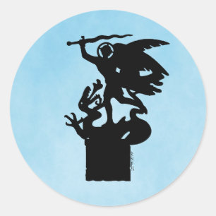 Sticker Rond Saint Michael et Dragon