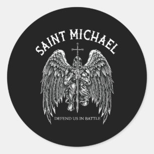 Sticker Rond Saint Michael Nous Défend En Bataille