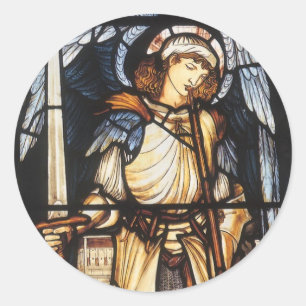 Sticker Rond Saint Michael par Sir Edward Coley Burne-Jones