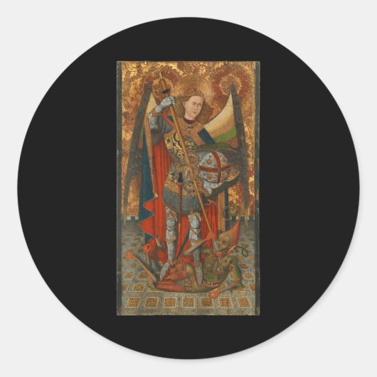 Sticker Rond Saint Michel l'Archange vainquant Satan Christ (Devant)