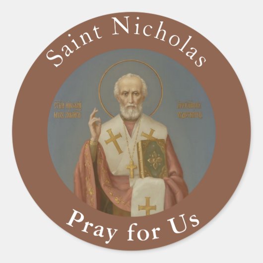 Sticker Rond Saint Nicolas de Myra Bishop (Devant)