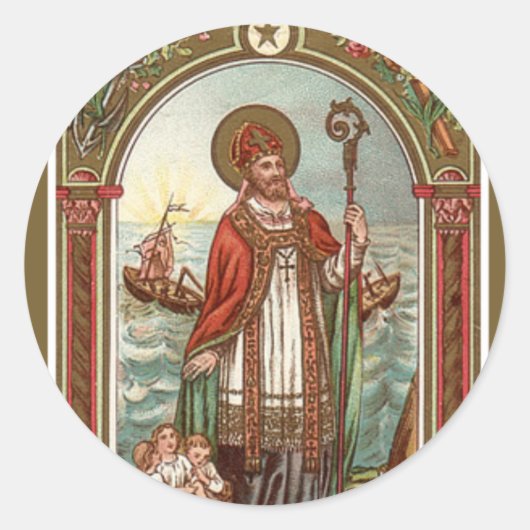 Sticker Rond Saint Nicolas de Myra Bishop (Devant)