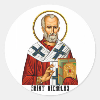 Sticker Rond Saint Nicolas icône orthodoxe serbe des saints