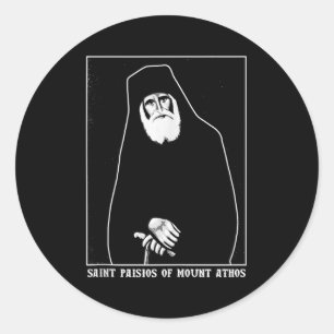 Sticker Rond Saint Païssios du mont Athos grec orthodoxe Christ