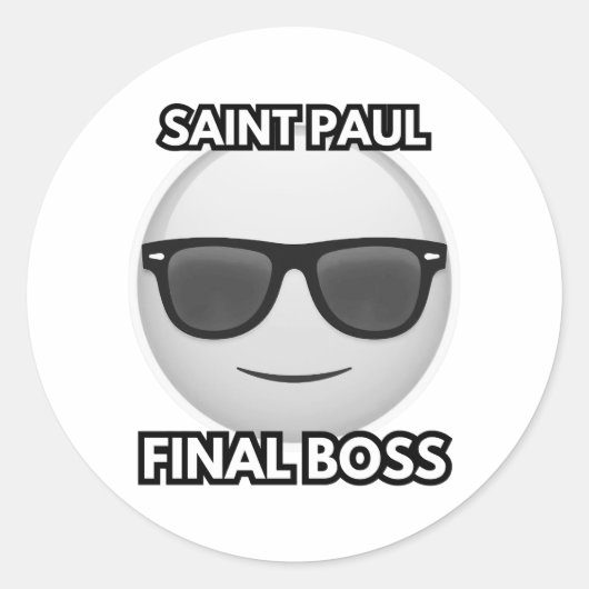 Sticker Rond Saint Pal Boss Final Émoticône Cool (Devant)