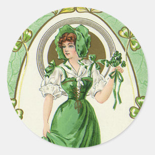 Sticker Rond Saint-Patrick à ma jolie Irlandaise vintage