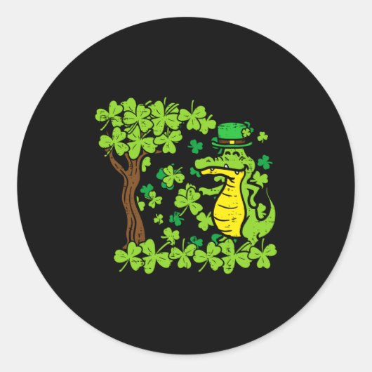 Sticker Rond Saint-Patrick Alligator Trèfle Saint-Patty Hommes (Devant)