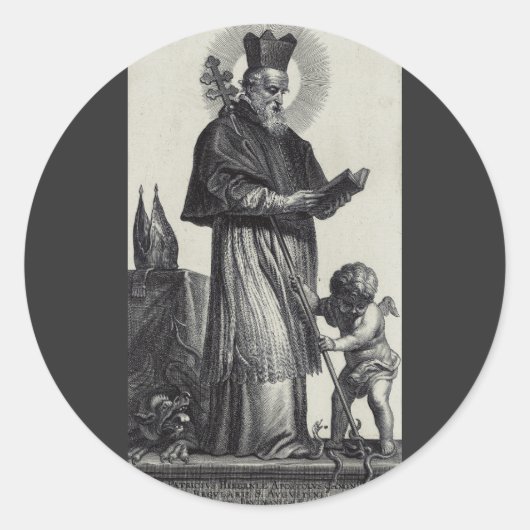 Sticker Rond Saint Patrick Apôtre d'Irlande Art monochrome (Devant)