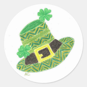 Sticker Rond Saint-Patrick chevron vert chevron leprechaun casq